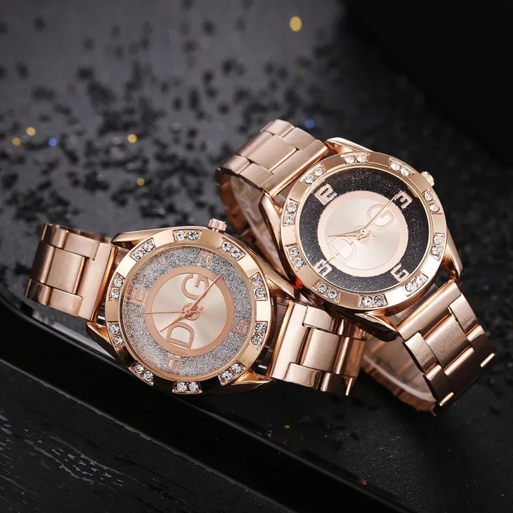 Women\'s Watches Luxury Brand Fashion Rhinestone Stainless Steel Quartz Ladies Wristwatches Reloj Mujer Best Selling Montre