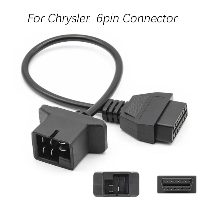 

For Chrysler Jeep Dodge 6pin to 16pin OBD2 Cable Diagnostic Connector Car Code Reader Diagnostic Tool Adapter Scanner Plug