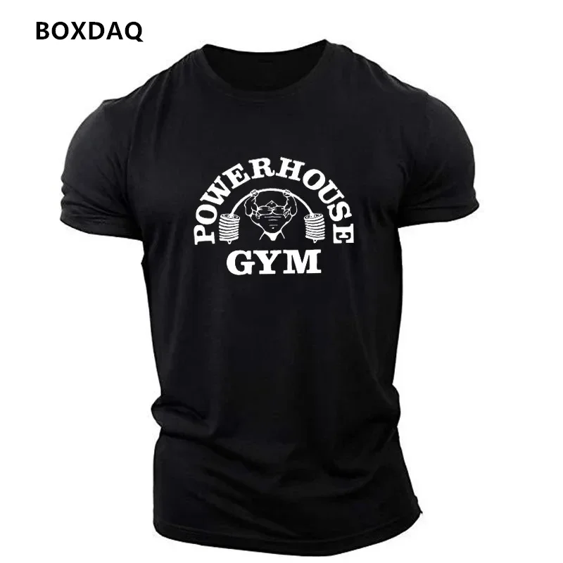 Gym Weightlifting Sports Men\'s T-Shirts Summer Short Sleeve Fitness Sports Male T Shirt  O-Neck Casual Loose Tops 6XL Plus Size