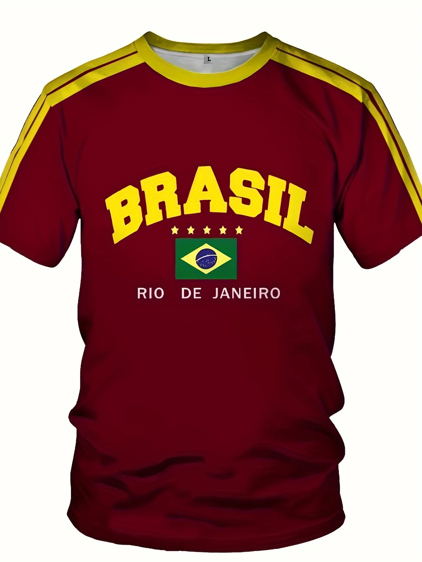 2024 Nuova Estate Cinque stelle Brasil Stampato T-shirt Per Gli Uomini Manica Corta Girocollo Magliette Vintage Casual Maglia Jersey Magliette E