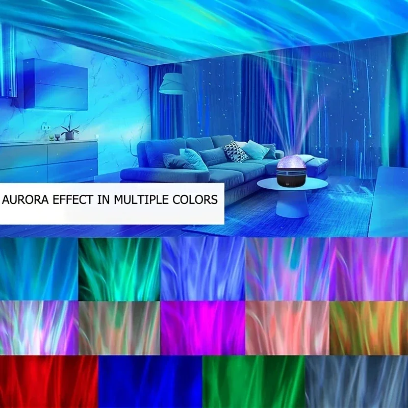 LED Starry Galaxy Projector Rotating Night Light RGB Smart Remote Control Aurora Star Sky Atmosphere Lamp For Home Party Decor