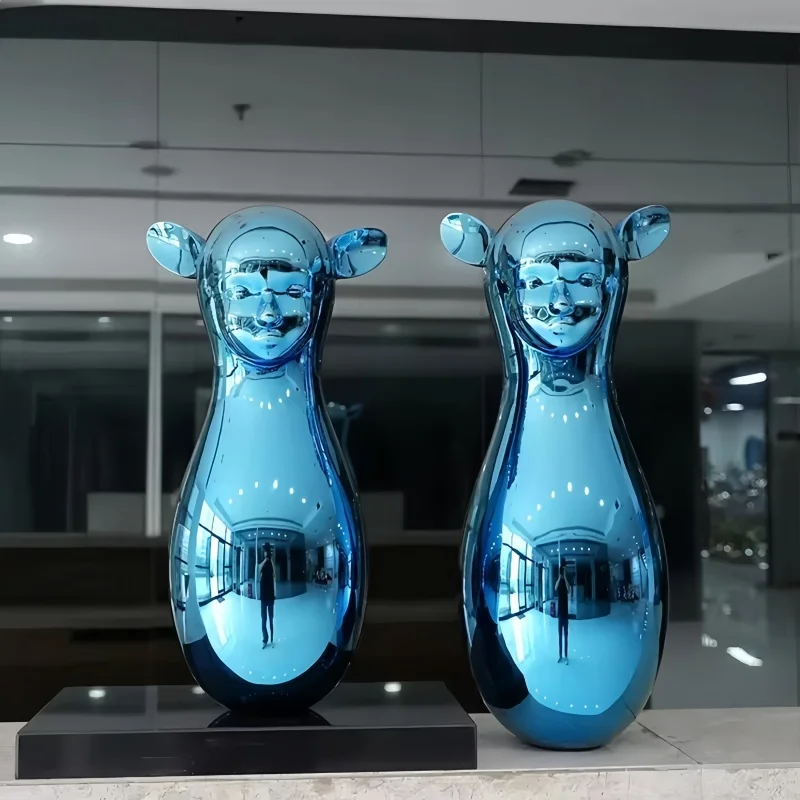 

Modern style electroplated blue mirror polished home decoration metal handicrafts, 304, 316 stainless steel sculptures