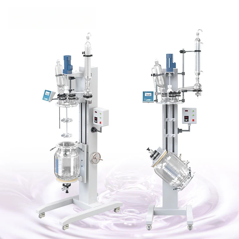 Made 10L ~ 100L Lab Chemical Stirrer Lifting And Jacketed Glass Reactor High Vacuum With 180° Manual Rotating