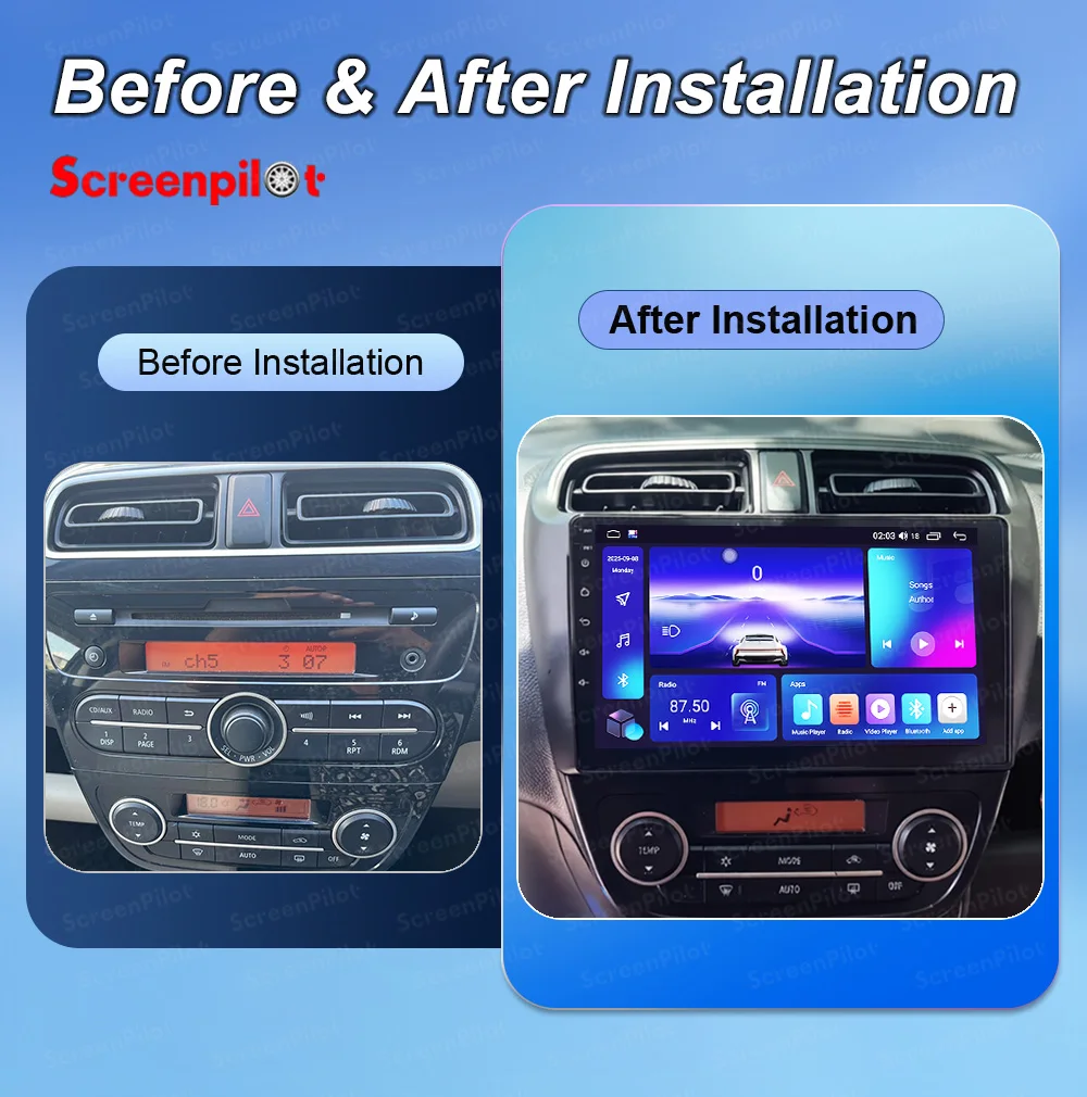 Android 16 Car Radio Stereo Head Unit For MITSUBISHI Mirage Spacestar Attrage 2012-2018  Video Player GPS Touch Screen BT 8 Core