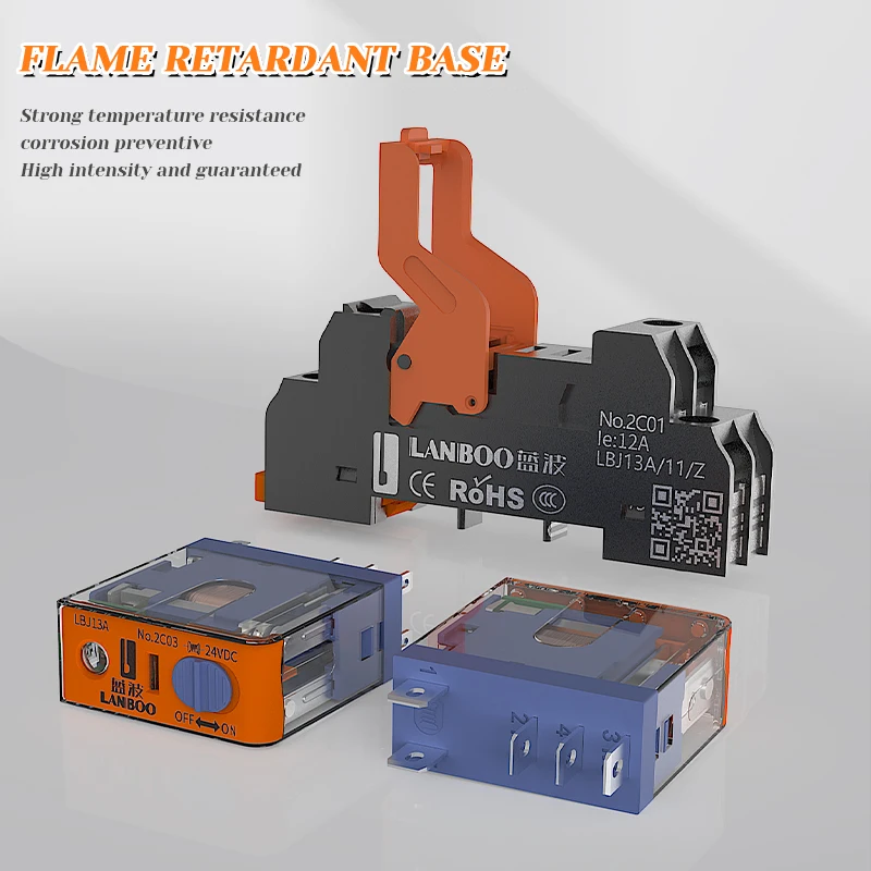 10 Sets Per Box,LBJ13A Intermediate Relay With Socket Base, 1NO1NC/2NO2NC DC12V/DC24V AC220V Narrow Electromagnetic Relay