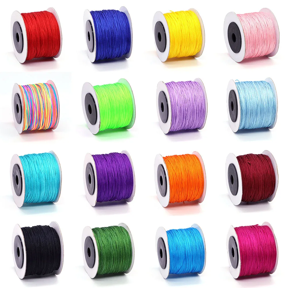 100 jardas/Rolo 0.8mm Cor Nylon Cord Fio Nó Chinês Macramé Cord Pulseira Trançada String DIY Jóias Borlas Beading Tópico