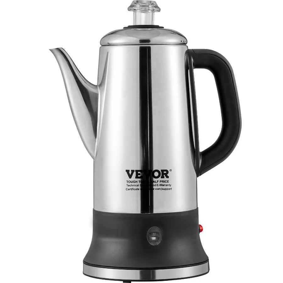 

12Cup Electric Percolator Coffee Pot 304 Stainless Steel Coffee Percolator with Keep Warm Function HeatResistant Handle Classi