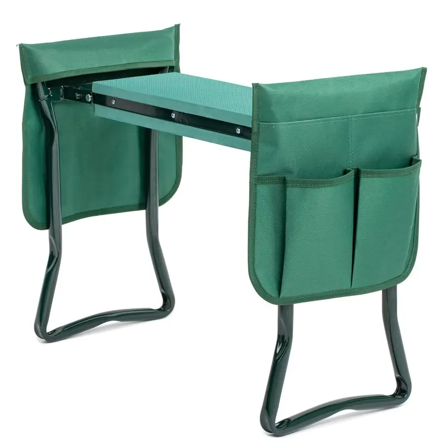 

New Garden Kneeler and Seat, with Sturdy Soft EVA Foam Pad, Hold Up to 330lb, Foldable Kneeling Bench, with 2 Tool Pouch for Ga