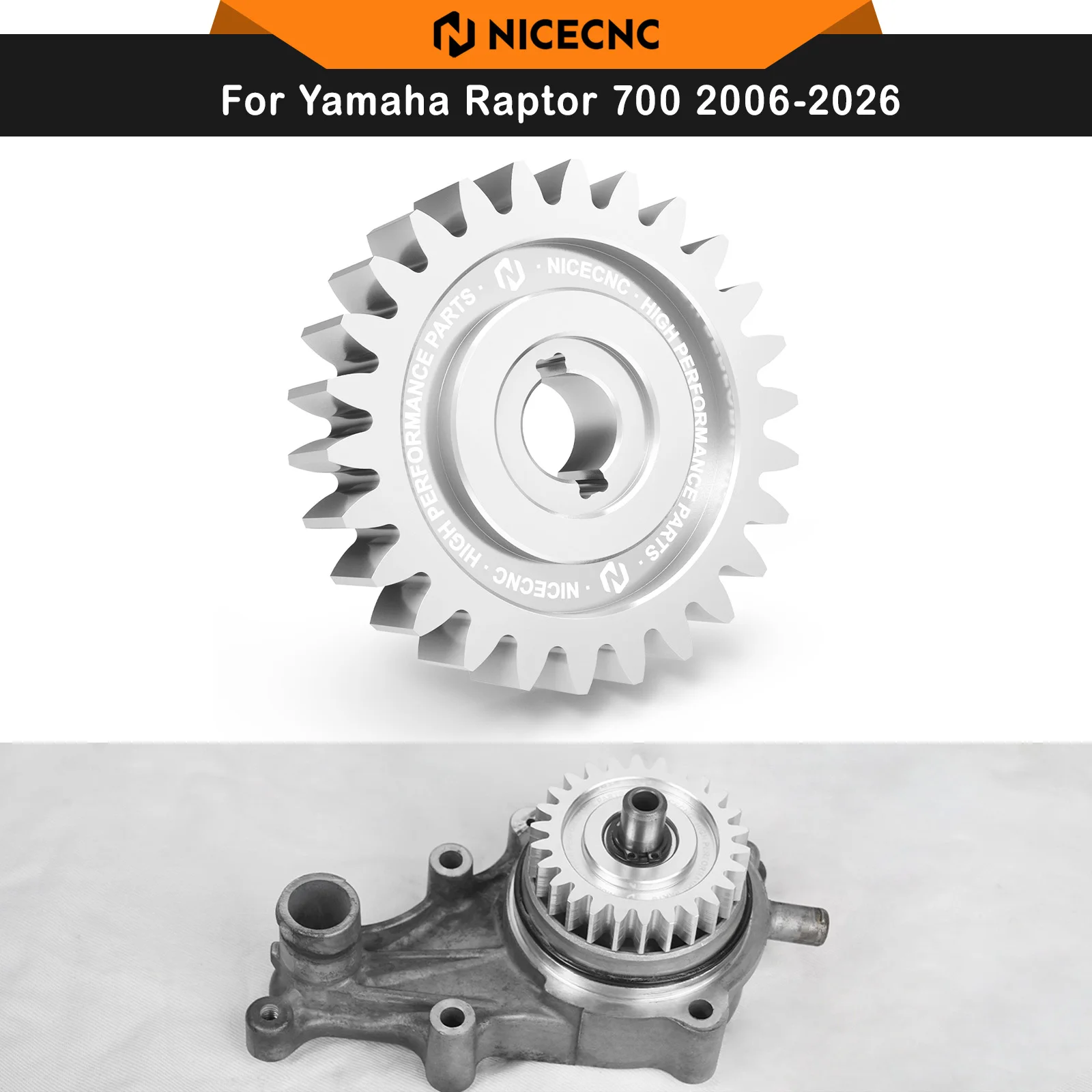 NICECNC For Yamaha Raptor 700 2006-2026 ATV Water Pump Drive Gear Raptor 700R 2009 2011-2026 Aluminum Replaces 5VK-12459-00-00