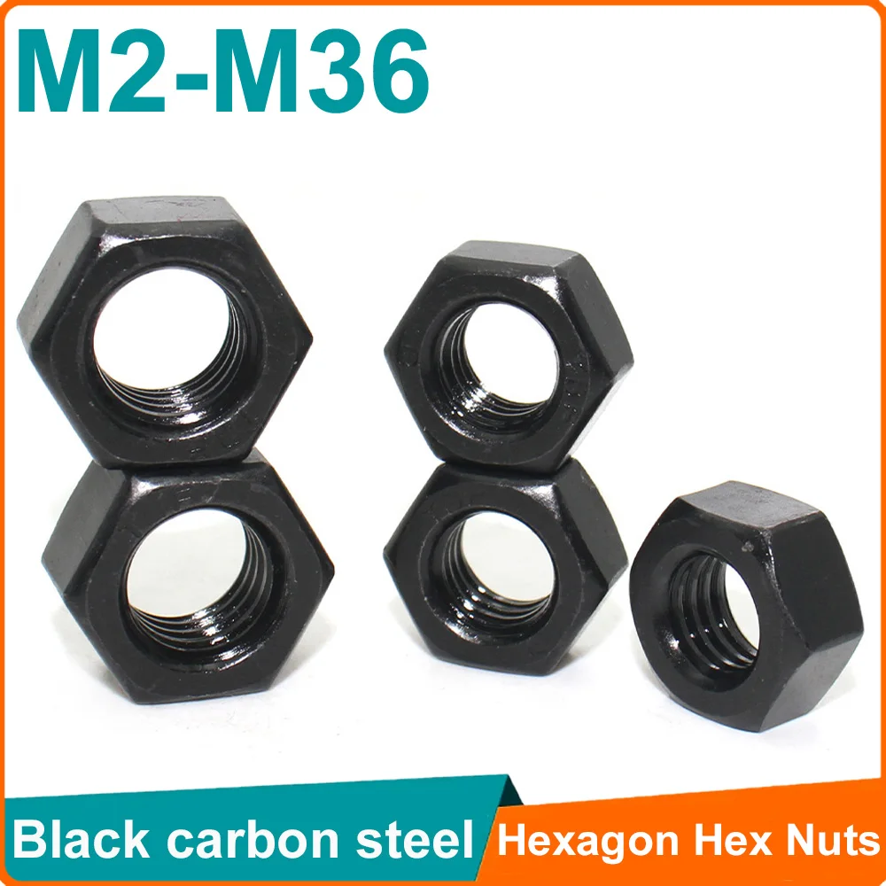 

200pcs Black Oxide Carbon Steel M2 M2.5 M3 M4 M5 M6 M8 M10 M12 M14 M16 M18 M20 M22 M24 M27 M30 M33 M36 Metric Hex Hexagon Nuts
