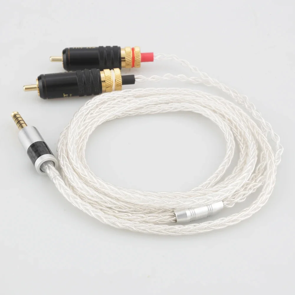 8Cores 100% Pure Silver Audio Upgrade Cable Replacement for Digital Audio Player NW-WM1A, NW-WM1Z to 2RCA Male Plug