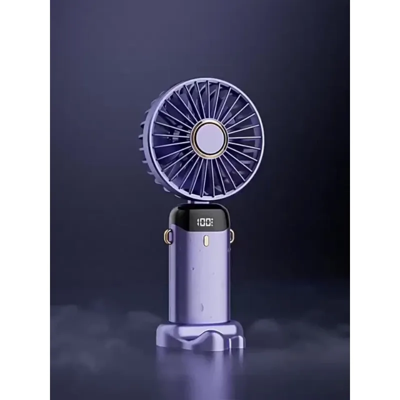 4pcs foldable battery powered mini desktop fan with LED display, office time, bedroom, outdoor travel, camping, back to school, 