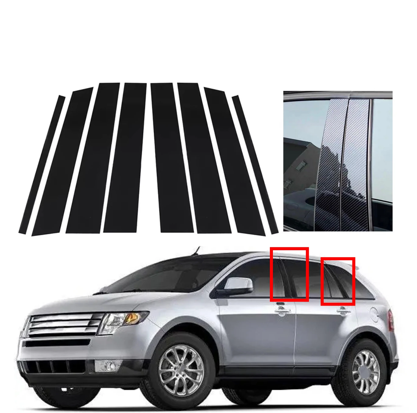 

Glossy Black Pillar Posts Fit For Lincoln MKX/Ford Edge 2007 2008 2009 2010 2011 2012 2013 2014 Window Cover BC Column Sticker