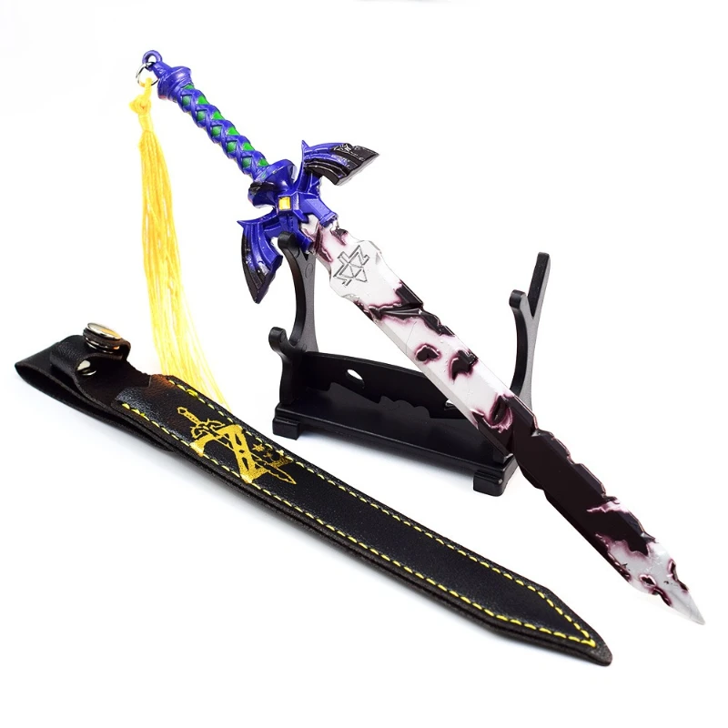 22cm/8.66in Zeldaa Kingdom Tears Link Master Sword Leather Cover Edition Weapon Model Toy Desktop Display Ornaments Collections