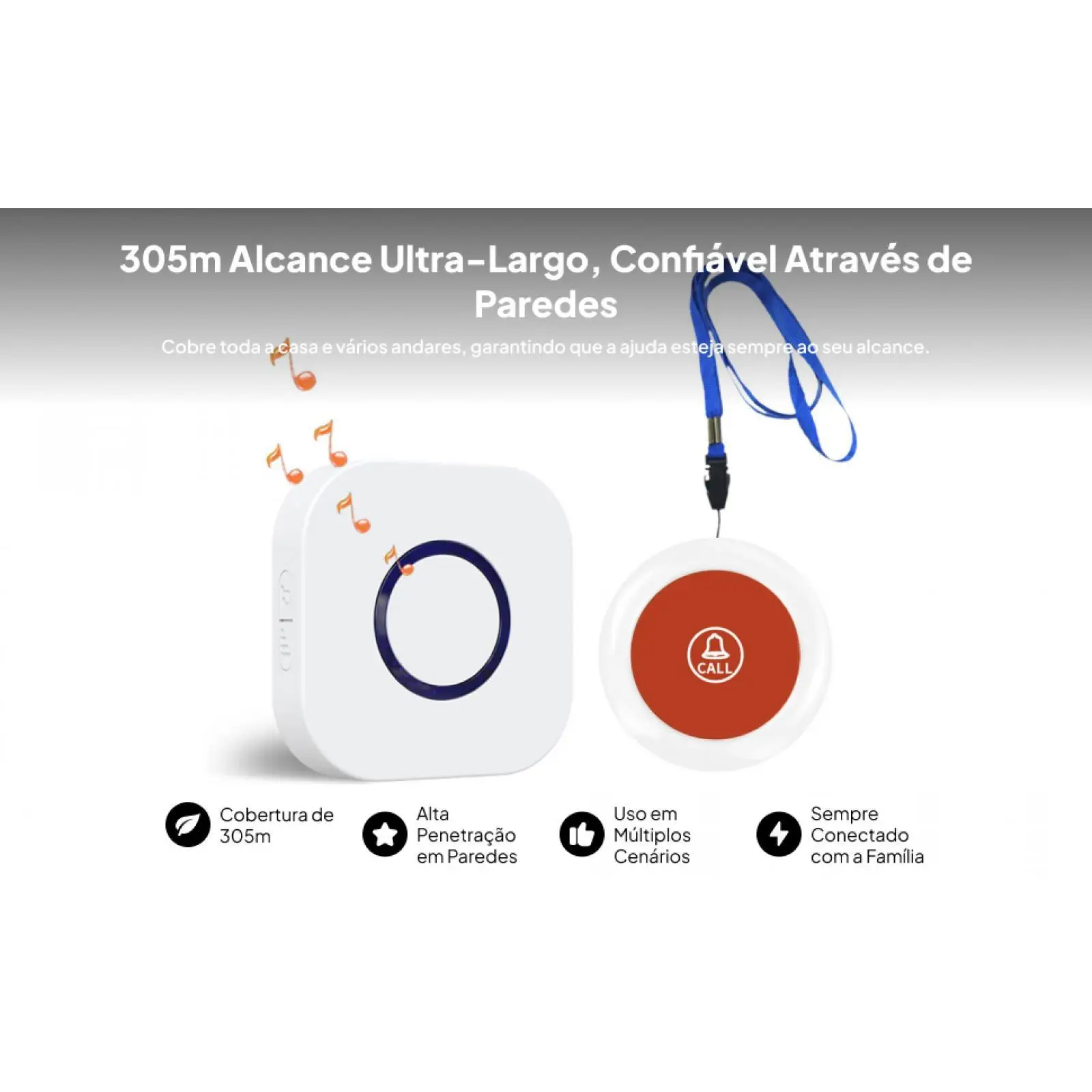 جهاز النداء اللاسلكي لمقدمي الرعاية مسافة 305 متر مع حبل مع 38 قطعة زر الذعر الموسيقي للأطفال المعاقين المريض كبار السن #1