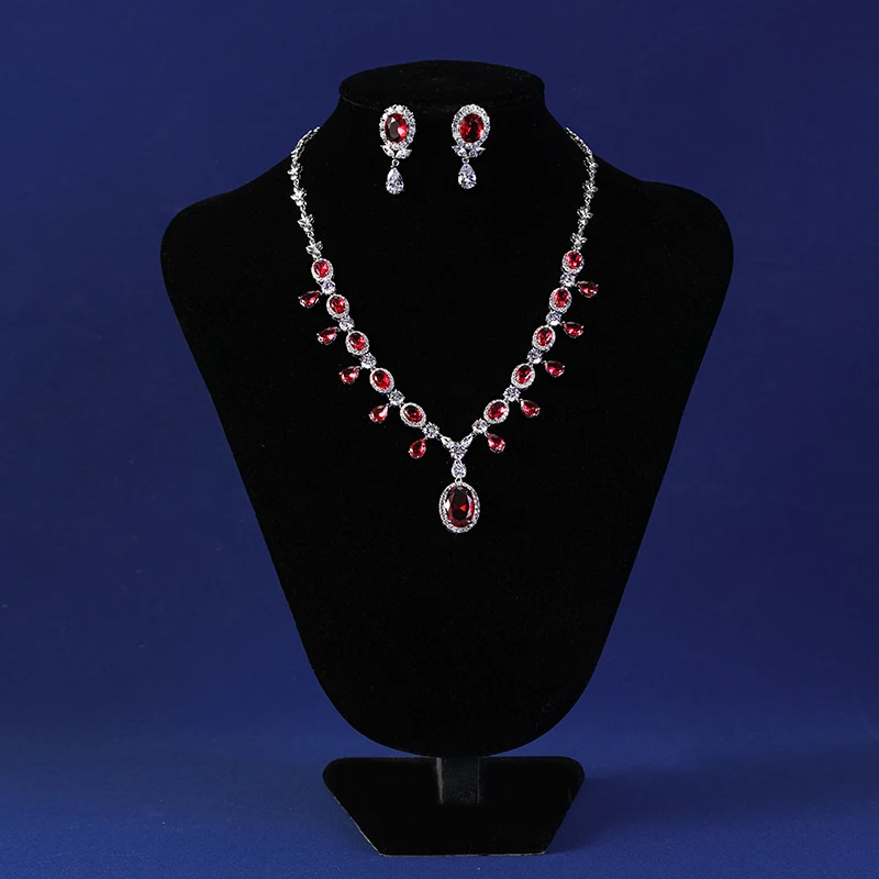 

AAA Cubic Zircon Temperament Bride Necklace Earrings Two-Piece Jewelry Set High-Grade For Long Sweater Korean Woman Party