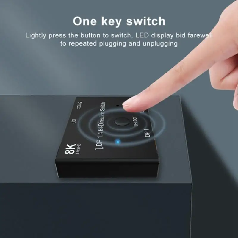 2x1 Bi-Direction HDMI-compatible 2 In 1 Out Switcher Adapter 8K@60Hz 4K@120Hz 1x2 Converter Splitter with Switch Button