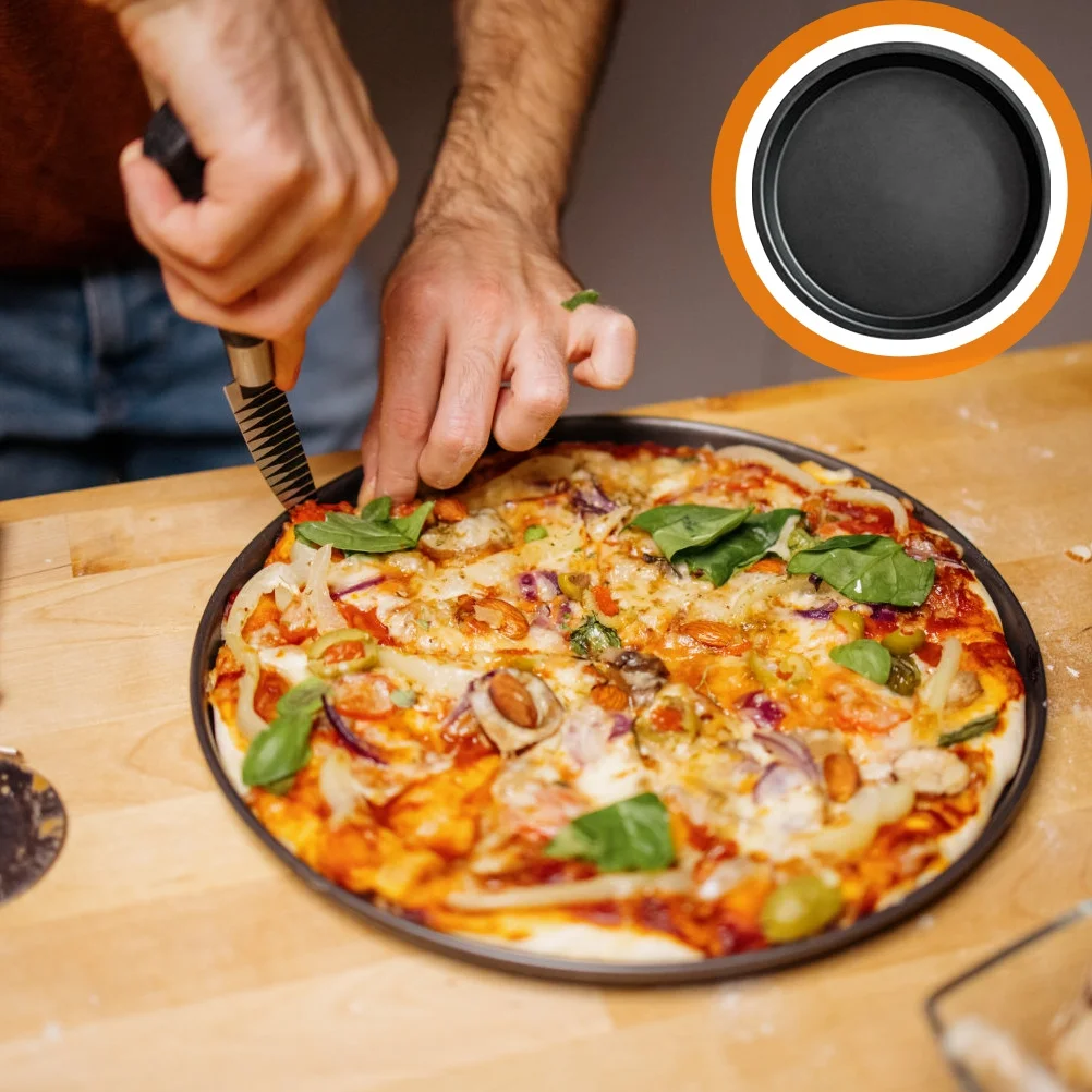 

9Inch Heating Baking Pan Nonstick Coating Even Heat Distribution for Pizza Cake Cookies Roasting Oven Air Fryer Baking