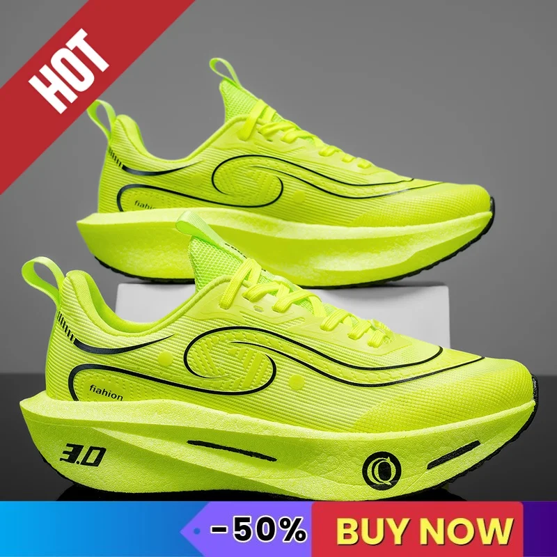 Sports Running Shoes Men Marathon Sneakers CarbonPlate Lightweight Breathable Comfortable Women Athletic Training Sneakers Soft