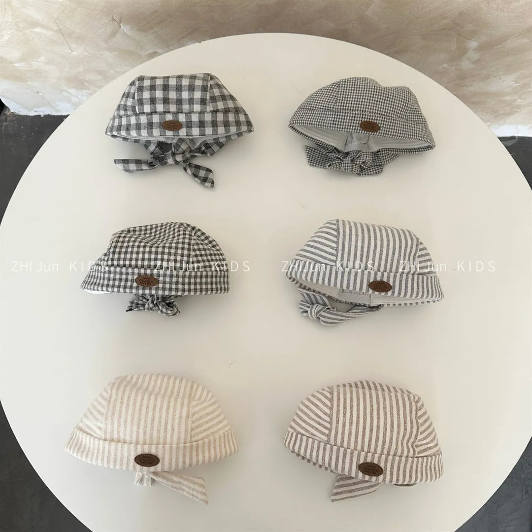 

Новые модные детские шапки в клетку 2026 года, летние солнцезащитные кепки для младенцев, аксессуары для мальчиков и девочек, хлопковая детская шапка