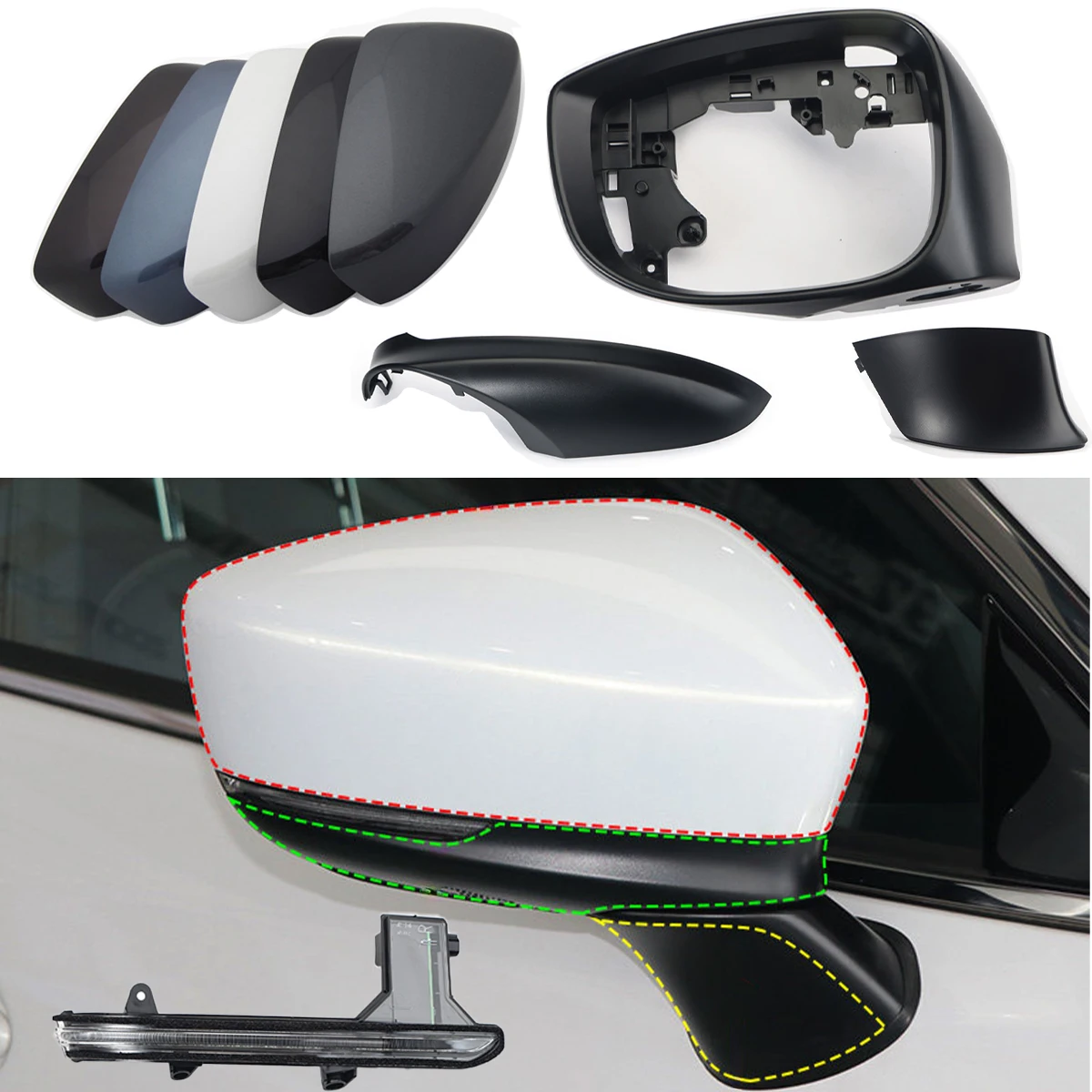 For Mazda CX-5 CX5 2017 2018 2019 2020 2021-2025 Rearview Mirror Housing/Frame/Door Outside Mirror Lens/Wing Mirror Cover Shell