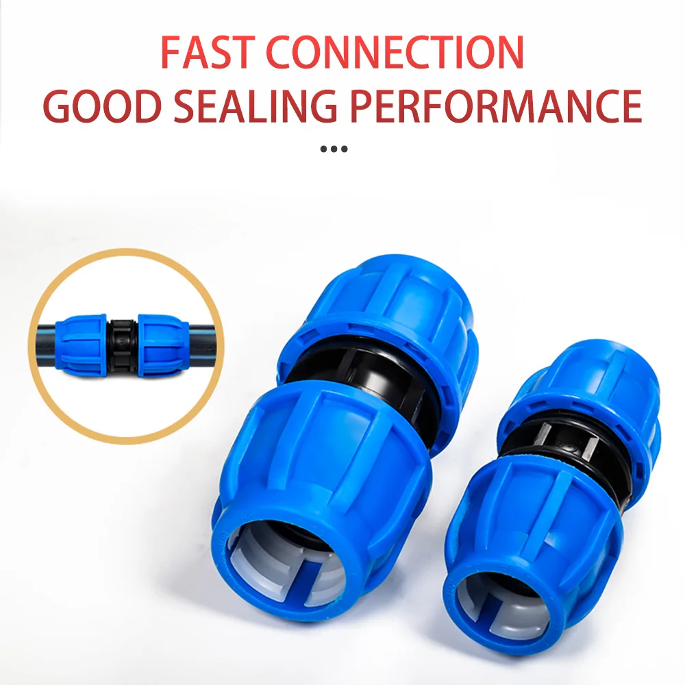 Irrigation 4-Foot Blue Hat Quick Lock Coupling PE Pipe Quick Connect Straight Tee for Plastic Greenhouse Water Pipe Fittings
