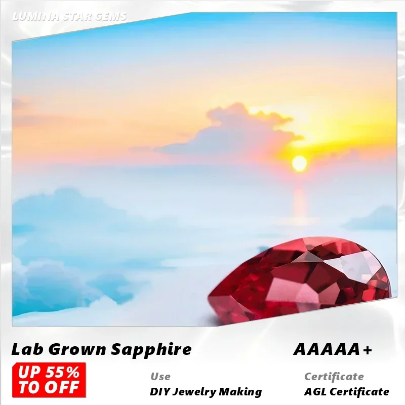 

L-Lab Grown Sapphire Sunset Red Color Pear Cut VVS1 Charm Diy Advanced Jewelry Making Materials Selectable With AGL Cert