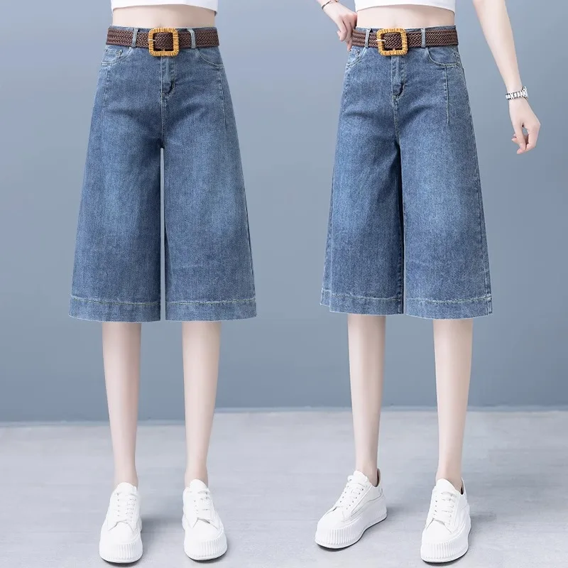 

High Waist Wide Leg Jeans Women's Summer Thin Five Seven orts Loose Comfortable Casual Pants Breathable Cool Sensation