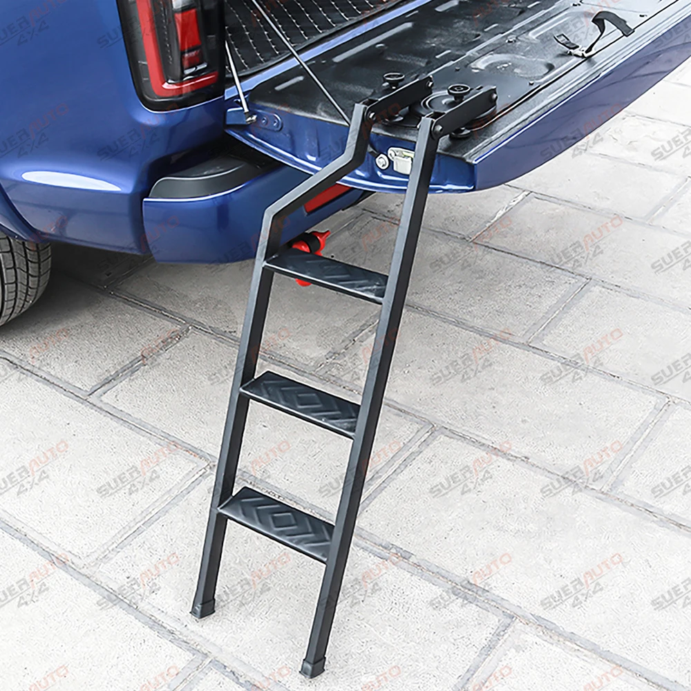 Tailgate Ladder For Ford Ranger T6 T7 T8 2012-2022 Wildtrak XL XLT Foldable 360° Swivel Truck Bed Access Ladder Pickup Rear Step
