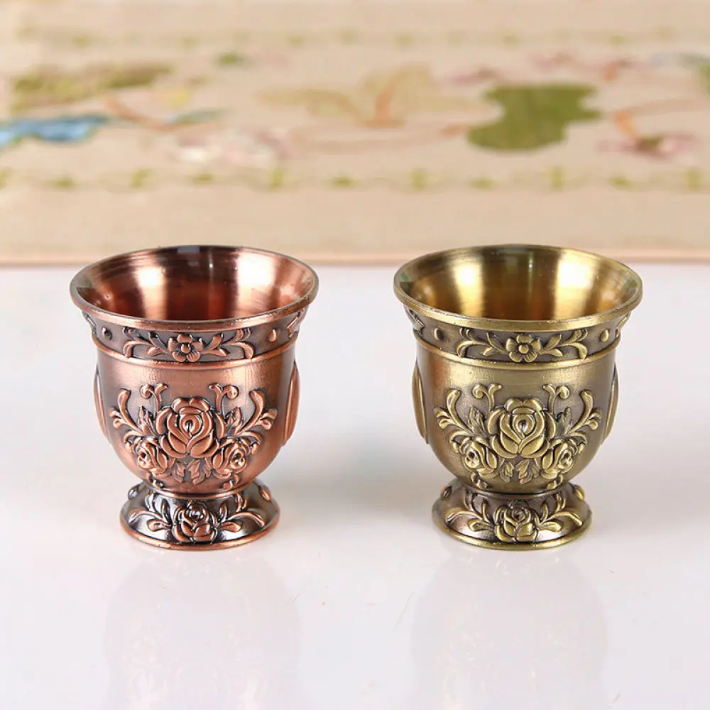 Vintage Zinc Alloy Tea Cup Bronze Dragon Phoenix Embossed Wine Glass Chinese Aesthetic Drinkware For Gift