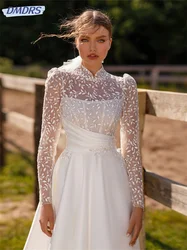 Elegant Long-Sleeved Bridal Dress 2026 Glamorous Customized Wedding Dress Classic Appliquéd Floor-length Dress Vestidos De Novia
