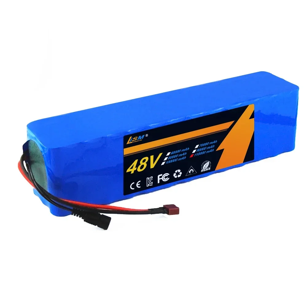 New 48V 110Ah 20000W 13S3P lithium-ion battery pack, suitable for bicycles and scooters with BMS+free 54.6V charger