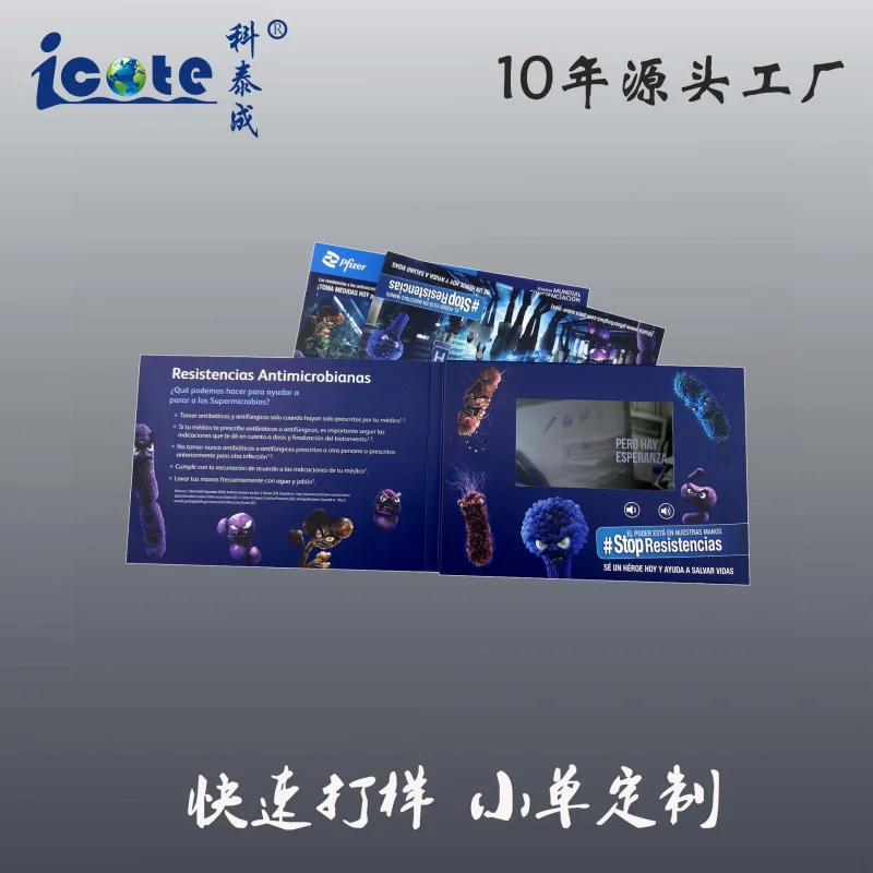 Customized. 5.0inch IPS Screen Full View Single Page A5 Video Greeting Card LCD Electronic Digital Brochure Production