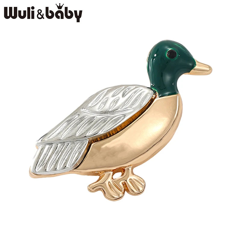 Wuli&baby Mandarin Duck Brooches For Women Unisex Lovely Enamel Animal Bird Office Casual Brooch Pins Gifts