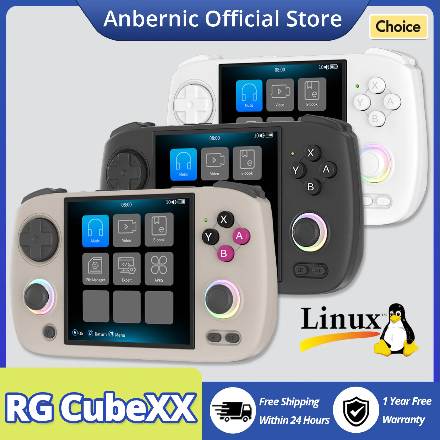 ANBERNIC RG CubeXX Retro Handheld Game Console 3.95 IPS Screen Linux System RGCube XX Portable 3800mAh Streaming Game Player