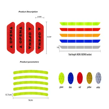 Reflexní pásky na náboj kola auta, bezpečnostní výstražná páska na otevírání dveří, samolepka na auto, zadní výstražná páska, autopříslušenství 8 nejlepší prodej příslušenství pro Škoda Kodiaq - №3