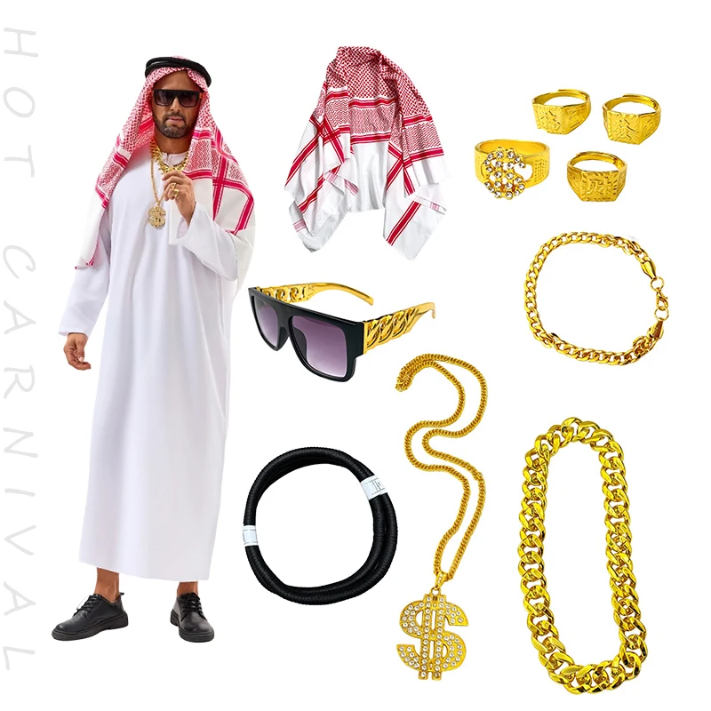 2025 recién llegado traje de estilo árabe de Oriente Medio batas de Emiratos Árabes Unidos hombres y mujeres Dubai Tycoon puesta en escena disfraces Cosplay