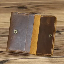 Genuine Leather Rfid Men Card Holder Wallet Driver License Case Women Vintage Crazy Horse Leather Credit Card Holder Money Clip