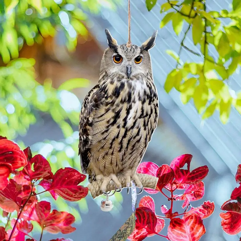 Bird Repel Scarecrow (Flat PP Style) Durable Owl Scarer Pendant Bird Repellent Bell Pastoral Orchard Decorative Scarer Hanging