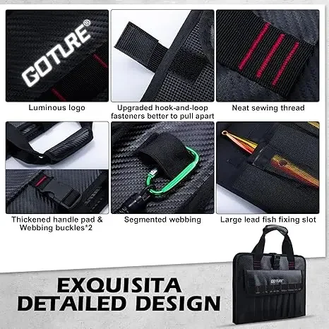 Goture Metal Jig Bag Portable Water-Resistant 600D PU Protective Fishinig Lure Bag with 34 Mesh Pockets Saltwater Freshwater - view 4