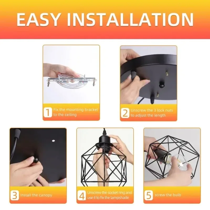 Nordic Vintage Style LED Ceiling Lighting Hanging Lamp Kitchen Dining Living Room Home Christmas Decor Pendant Light Luminous