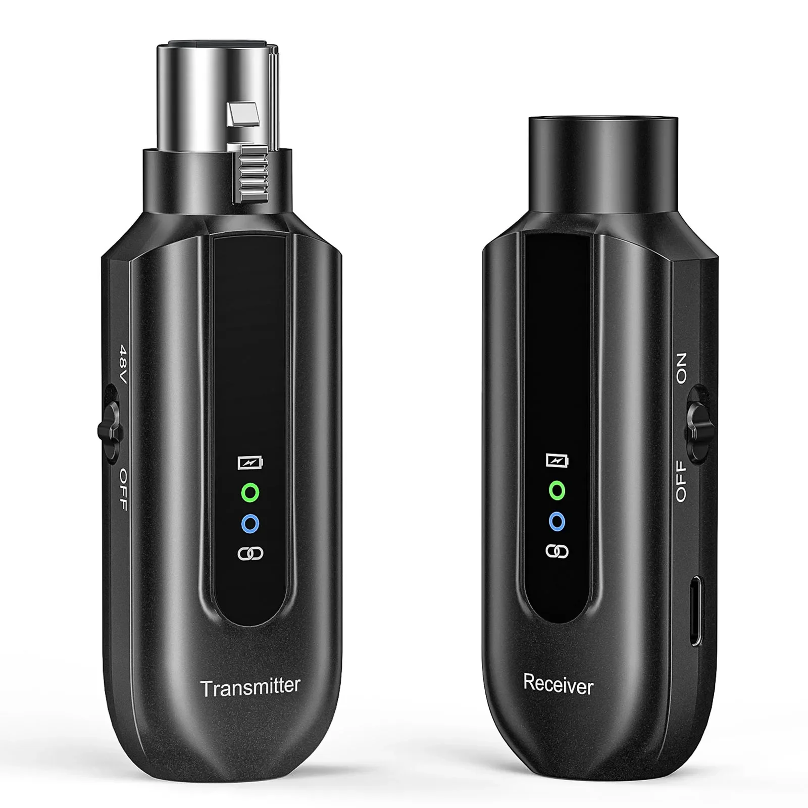 

2.4Ghz XLR System Mic Adapter Wireless Microphone Transmitter Receiver for Audio Mixer Dynamic 48V Phantom Power Condenser