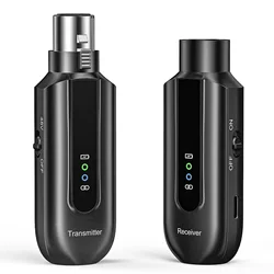 2.4Ghz XLR System Mic Adapter Wireless Microphone Transmitter Receiver for Audio Mixer Dynamic 48V Phantom Power Condenser