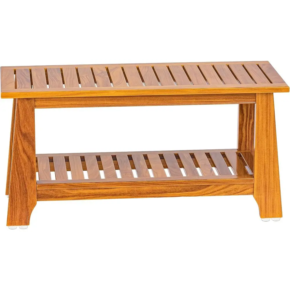 

Скамейка для душа из тика 42 Teak с 8 противоскользящими ножками, грузоподъемность 350 фунтов, водонепроницаемая, для саун и открытых бассейнов