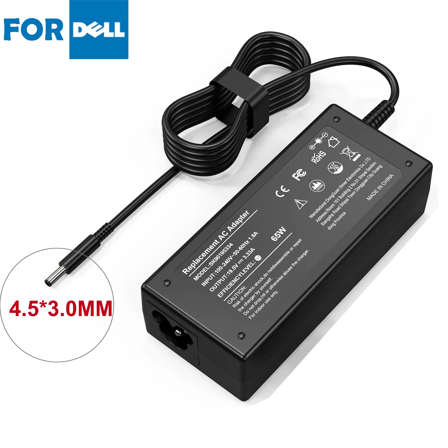 

New 65W Adapter Charger (LA65NS2-01/0G6J41/MGJN9) for Dell Latitude 3410 3510 3400 3500 Vostro 5510 4.5 x 3.0mm Power Supply