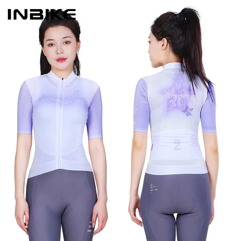 INBIKE Women's Cycling Jersey Short Sleeve Summer Road Bike Shirts Clothing Mountain Riding MTB Tops Bicycle Jersey with Pockets