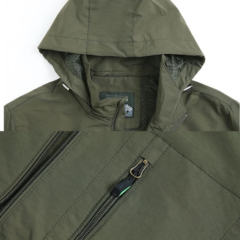 Men's Jackets Waterproof Military Hooded Jacket Windbreaker Outdoor Camping Sports Elastic Coat Male Clothing Thin Overcoat