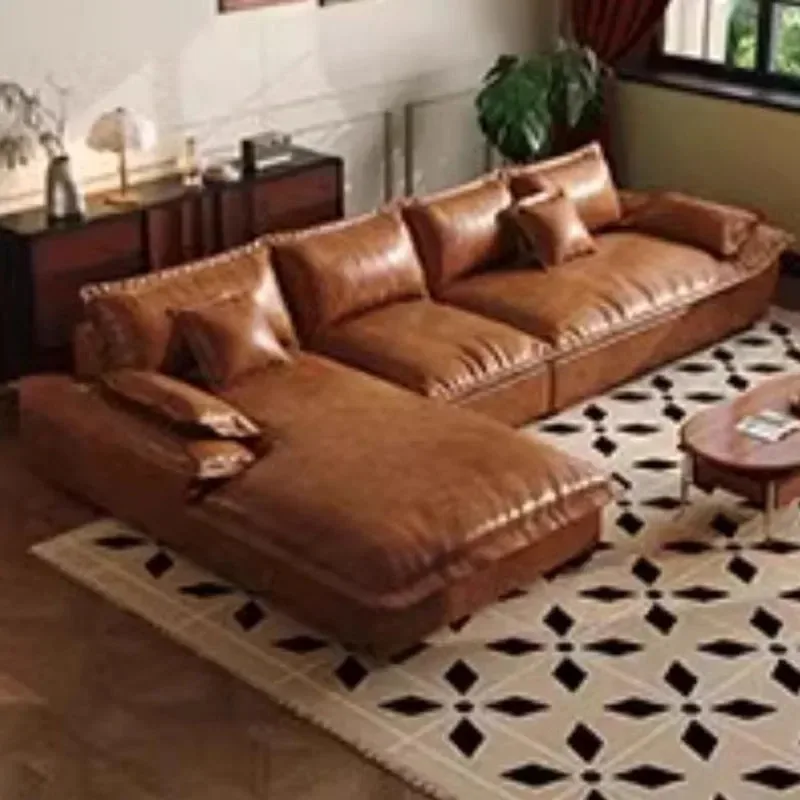 أرائك غرفة المعيشة الجلدية كبيرة الحجم مقعد الحب الشمال الحديثة الحد الأدنى أرائك غرفة المعيشة الاسترخاء Sillon كاما الأثاث العصري #3