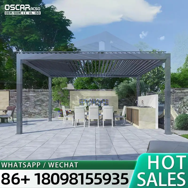 Luxury Modern Aluminum Waterproof Bioclimatic Pergola for Outdoor Backyard Recreation Area pergola