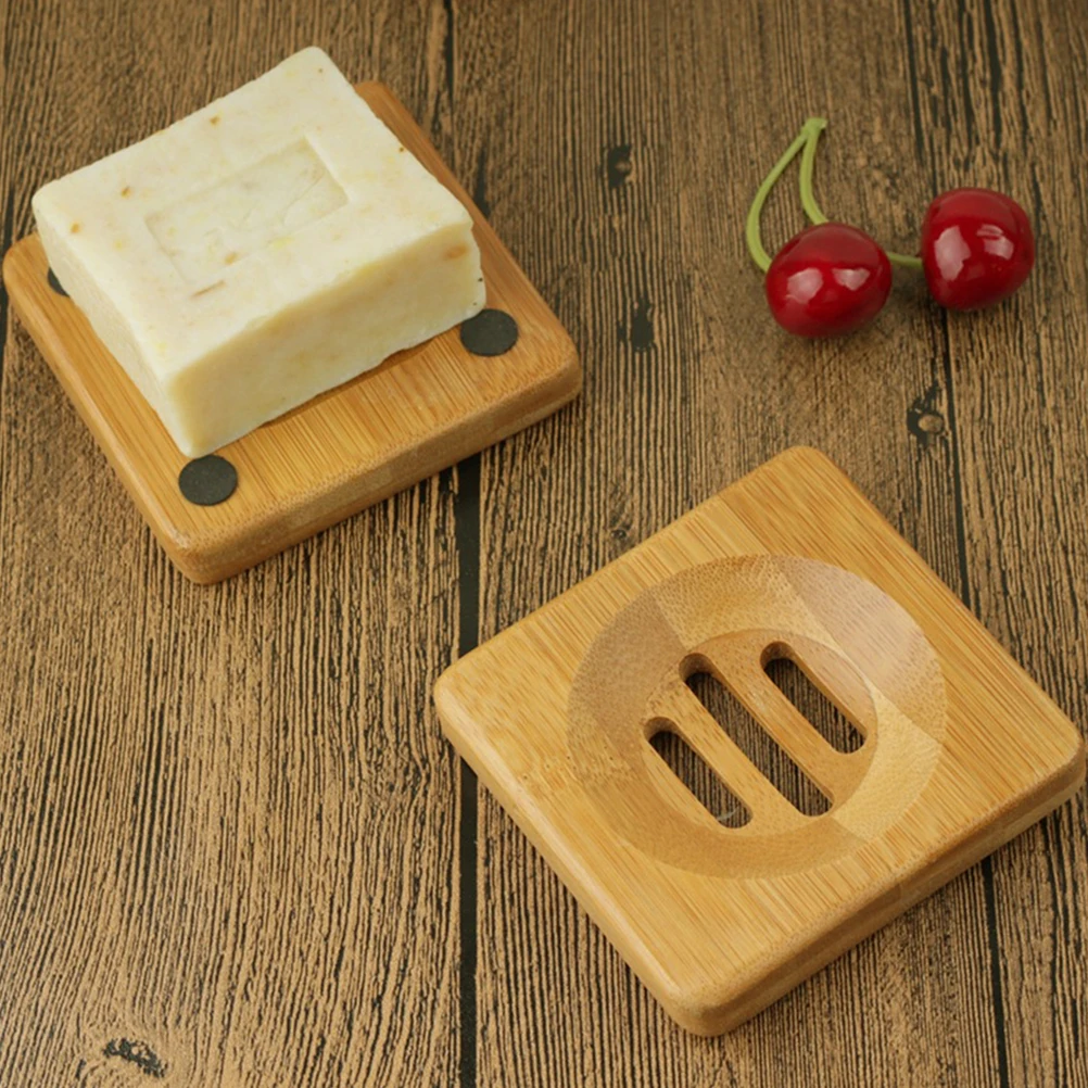 

2 Pcs Dish Eco Friendly Drain Box Bamboo Soap Dish Holder Bathroom Travel Accessories Bamboo Soap Holder Case Tray